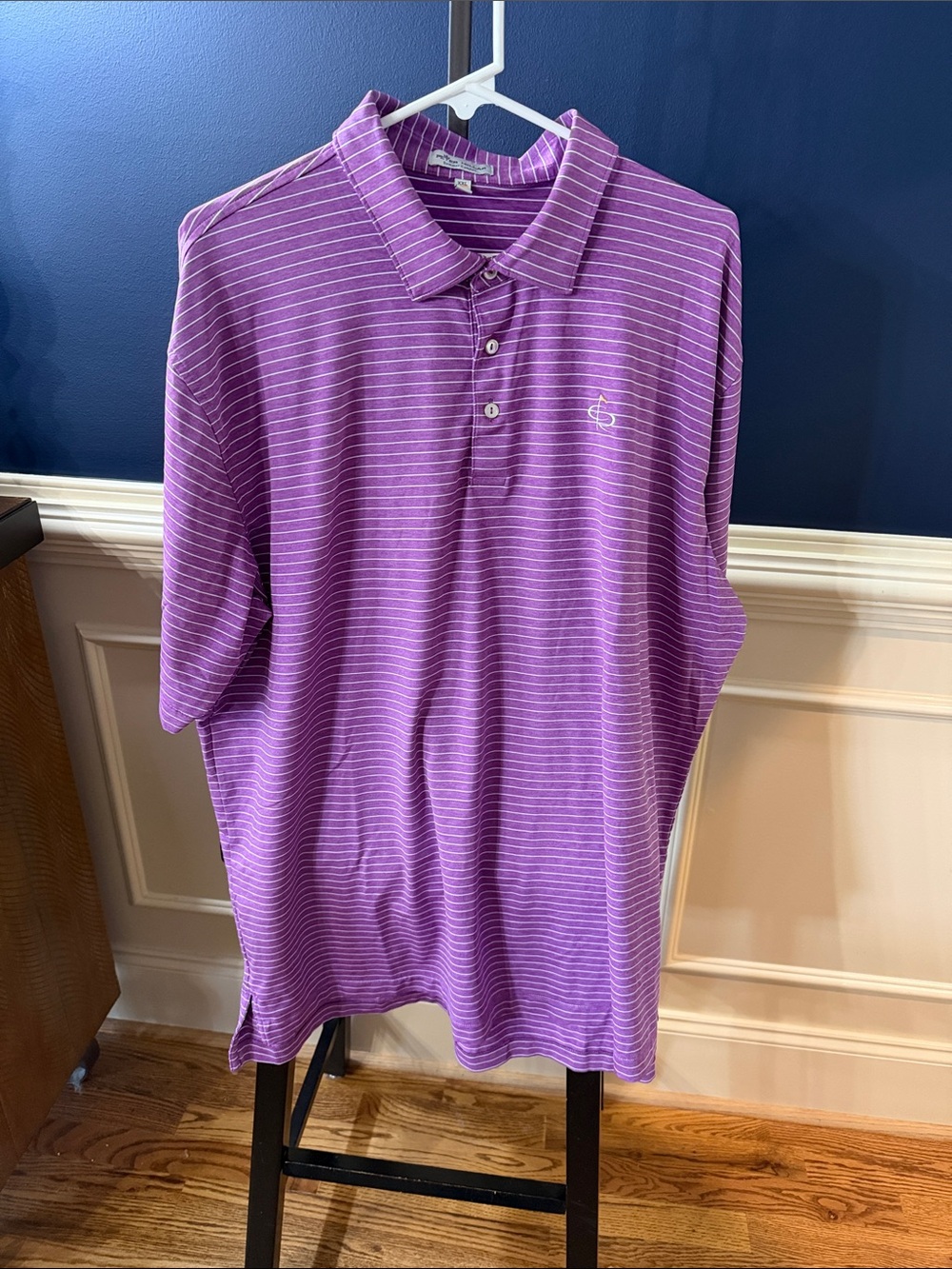 Peter Millar Lavender Purple Striped Polo-Champions Retreat Logo